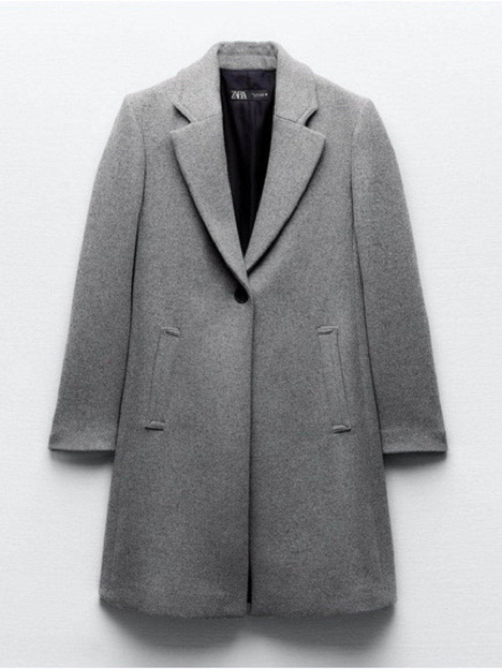 Zara Women’s Grey Single-Button wool blend Pea Coat